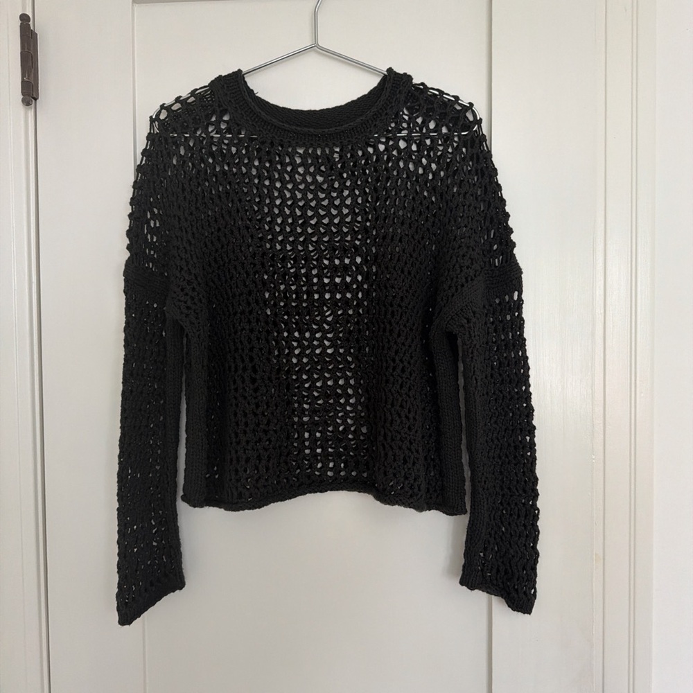 Lauren Manoogian Black Open-Weave Sweater